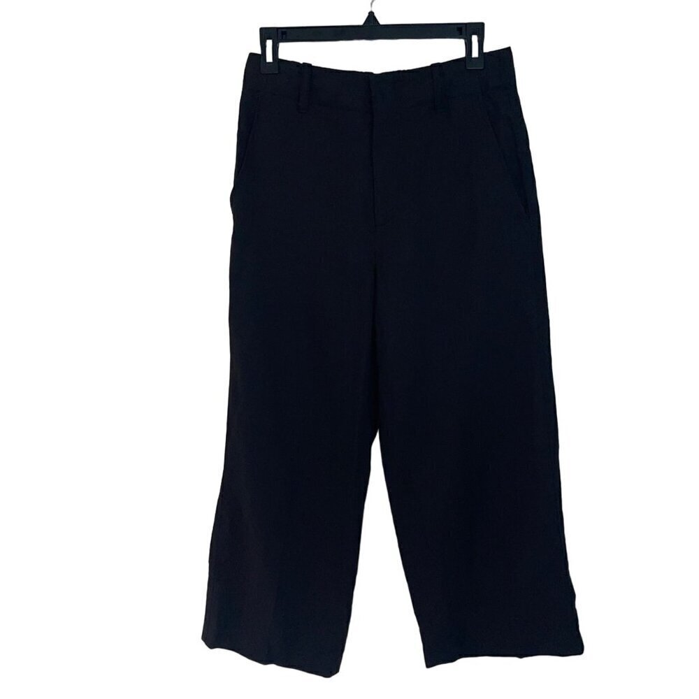 Vince Womens Pants Size 4 Black High Waist Wide Leg Crop Pockets Casual